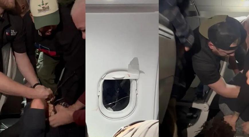 Uçakta camı kıran yolcuyu ayakkabı bağcıklarıyla bağladılar