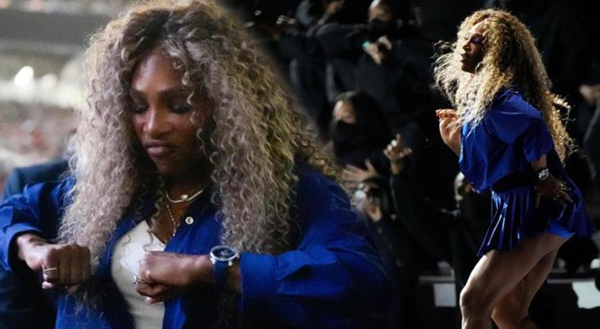Ünlülerin akın ettiği etkinlik Super Bowla damga vuran Serena Williams sürprizi