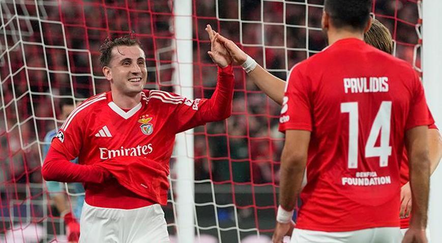 Şampiyonlar Liginde Benfica, Kerem Aktürkoğlu ve Orkun Kökçünün golleriyle turladı