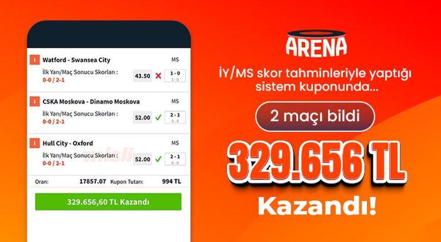 İY / MS skor tahminleriyle yaptığı sistem kuponunda 2 maçı bildi, 329 bin 656 TL kazandı