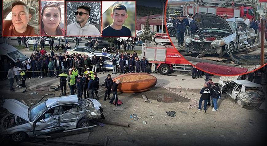 Muğlada feci kaza 2 otomobil çarpıştı: 4 ölü, 2 yaralı