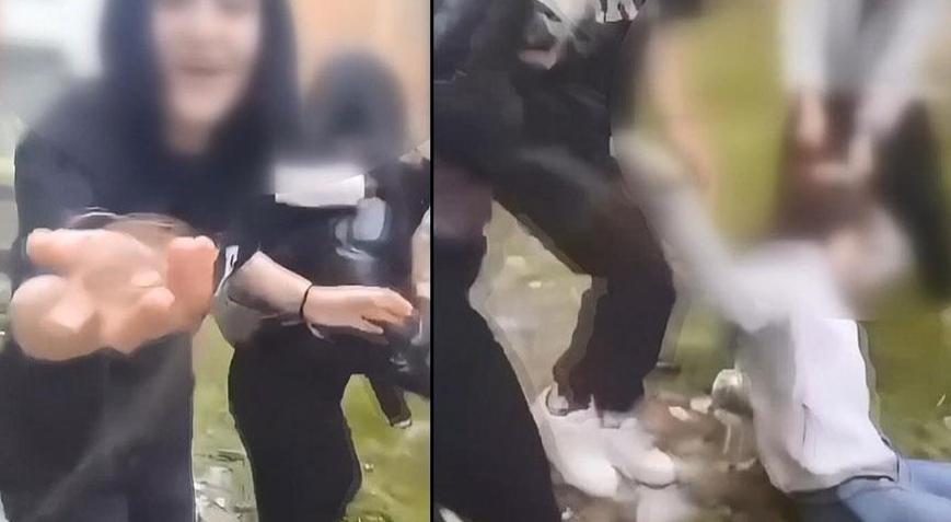 Kan donduran görüntü Küçük kızın saçı koparıldı, yerde tekmelendi