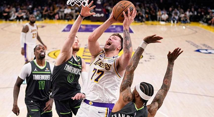 Luka Doncicin 37 sayısı Lakersa yetmedi Timberwolves seride öne geçti