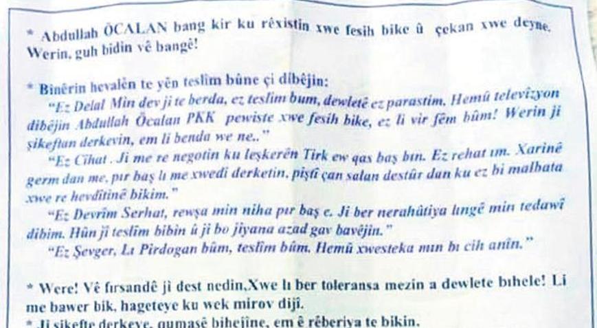 Teröristlere havadan mesaj: Öcalan’ın çağrısına uyun
