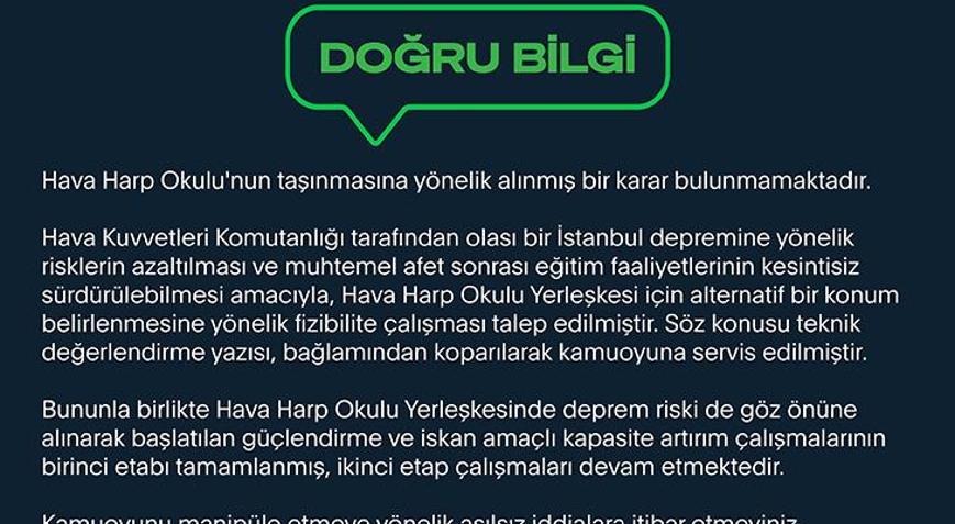 Hava Harp Okulu İzmire taşınacak iddiasına DMMden açıklama