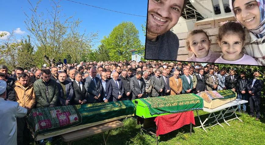 Samsunda heyelan faciasında ölen baba ile iki çocuğuna acı veda