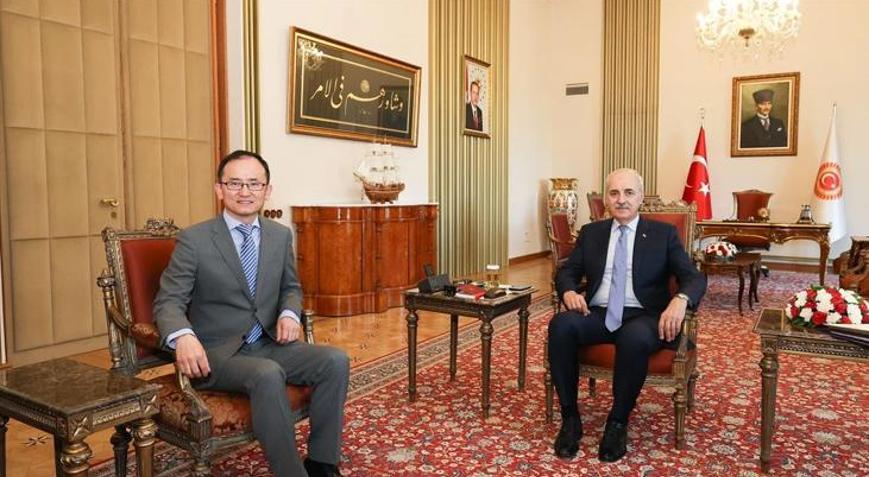 TBMM Başkanı Kurtulmuş, Çinin Ankara Büyükelçisi Xuebini kabul etti