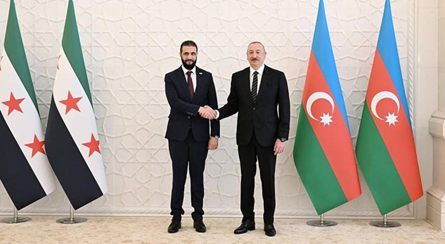 Suriye Cumhurbaşkanı Şara, Azerbaycanda Cumhurbaşkanı Aliyev ile görüştü