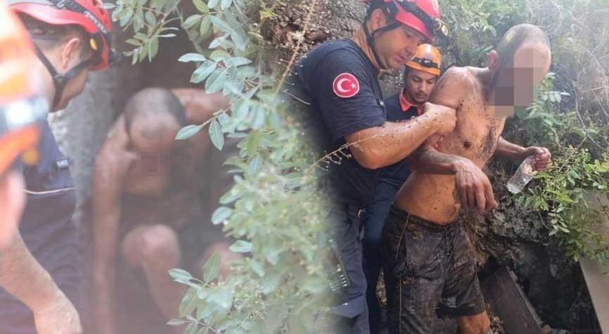 Antalyada feci olay 15 metreden yuvarlanıp iki kaya arasındaki oyuğa düştü