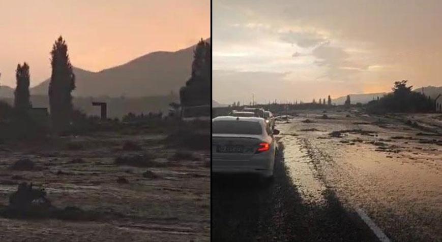 Kağızman-Iğdır karayolu sel nedeniyle ulaşıma kapandı