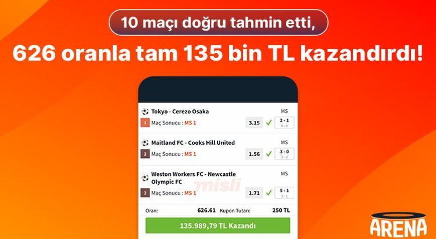 Misli’de haftanın kuponu… 10 maçı doğru tahmin etti, 626 oranla tam 135 bin TL kazandırdı
