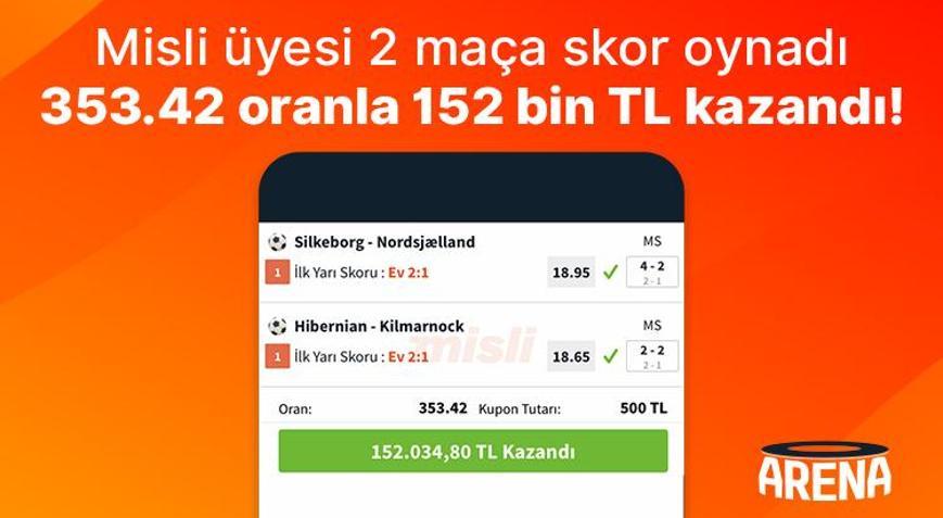 Misli üyesi 2 maça skor oynadı, 353.42 oranla 152 bin TL kazandı