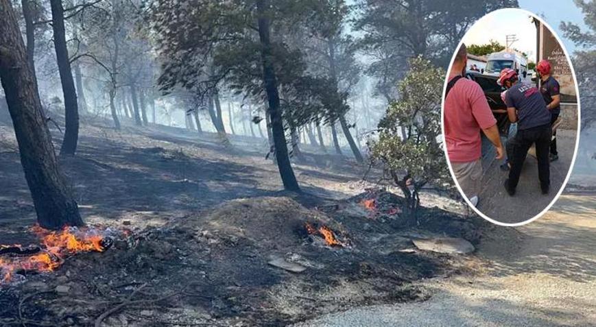 Çanakkalede orman yangınları sürüyor Tahliye çalışmasına katılan ekip alevlerin arasından kurtarıldı