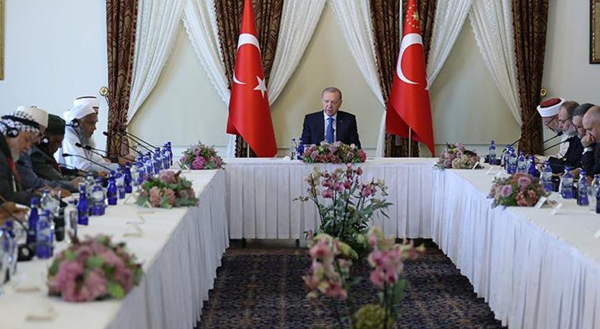Cumhurbaşkanı Erdoğan, Dünya Müslüman Alimler Birliği heyetini kabul etti