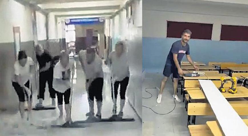 Öğretmenler temizlik yaptı