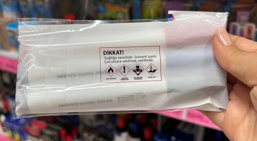 Zincir marketlerde satılıyor Kırtasiye ürünlerinde solvent tehlikesi
