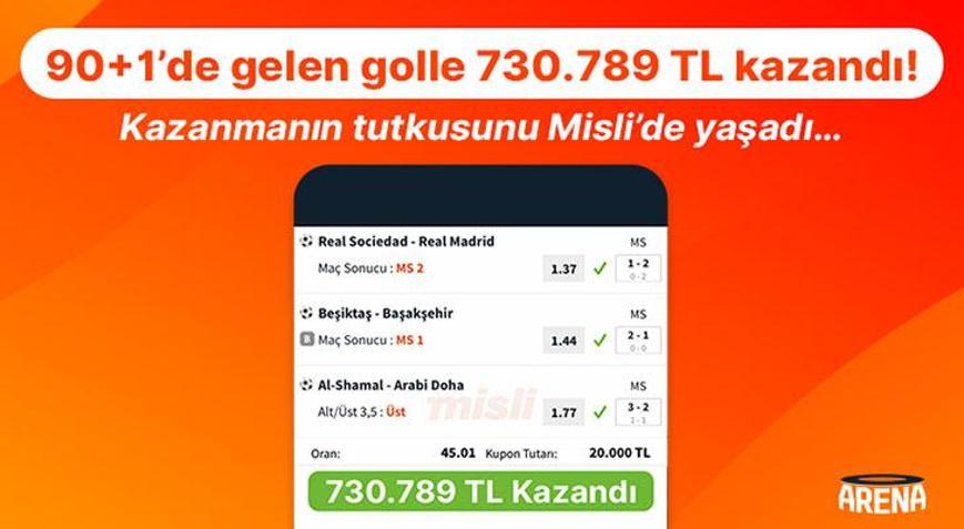 Cengiz Ünderin 90+1’deki golü 730.789 TL kazandırdı Kazanmanın tutkusunu Misli’de yaşadı…