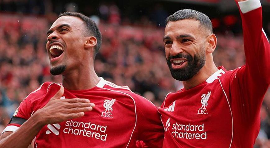 Galatasarayın rakibi Liverpool, Merseyside derbisinden zaferle ayrıldı Gravenberch tarihe geçti