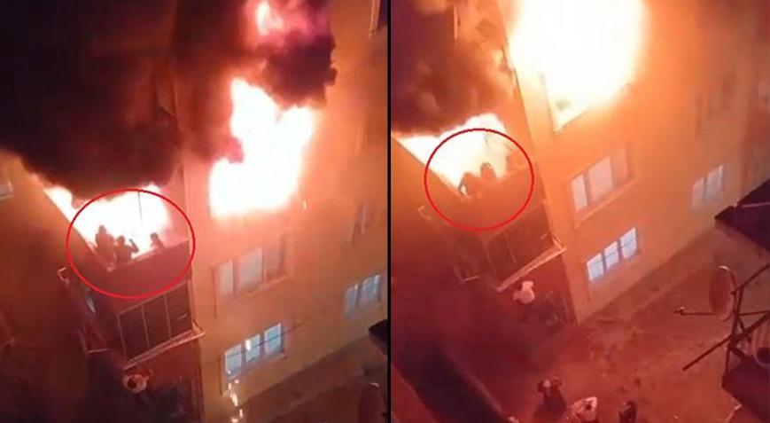 Balkonda dehşet anları 3 kişinin öldüğü yangının görüntüleri ortaya çıktı