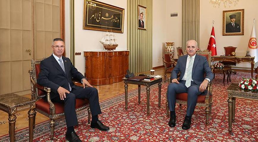 TBMM Başkanı Kurtulmuş, Filistin Büyükelçisi Mustafayı kabul etti