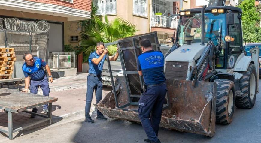 Yenişehirde kaldırım ve yol işgali denetimi sürüyor