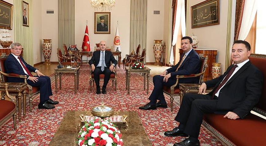 TBMM Başkanı Kurtulmuş; Arıkan, Babacan ve Davutoğlunu kabul etti