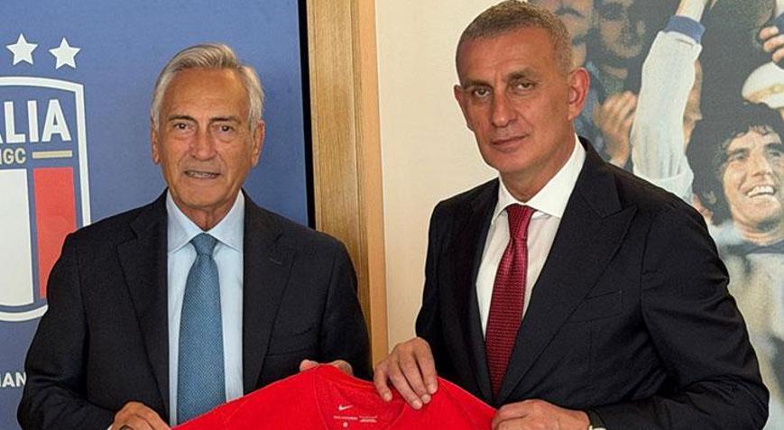 Başkan Hacıosmanoğlundan İtalya Futbol Federasyonu Başkanı Gravinaya ziyaret