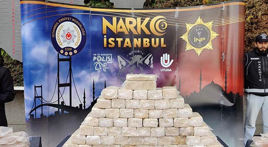 İstanbul ve Kocaelinde operasyonla ele geçirilen 966 kilo uyuşturucu emniyette sergilendi