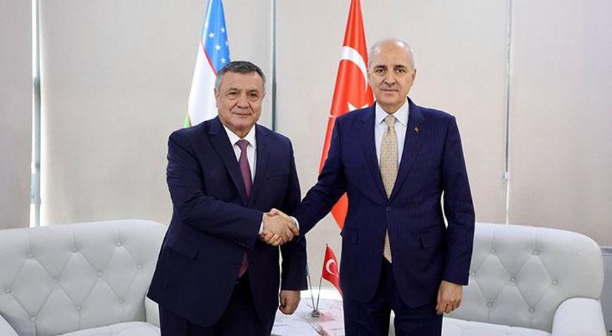 TBMM Başkanı Kurtulmuş, Özbekistan Ali Meclisi Yasama Meclisi Başkanı İsmailov ile görüştü