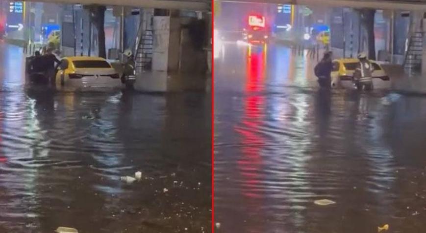 İstanbul’da yağmur felaketi: Alt geçitte mahsur kalan sürücü kurtarıldı