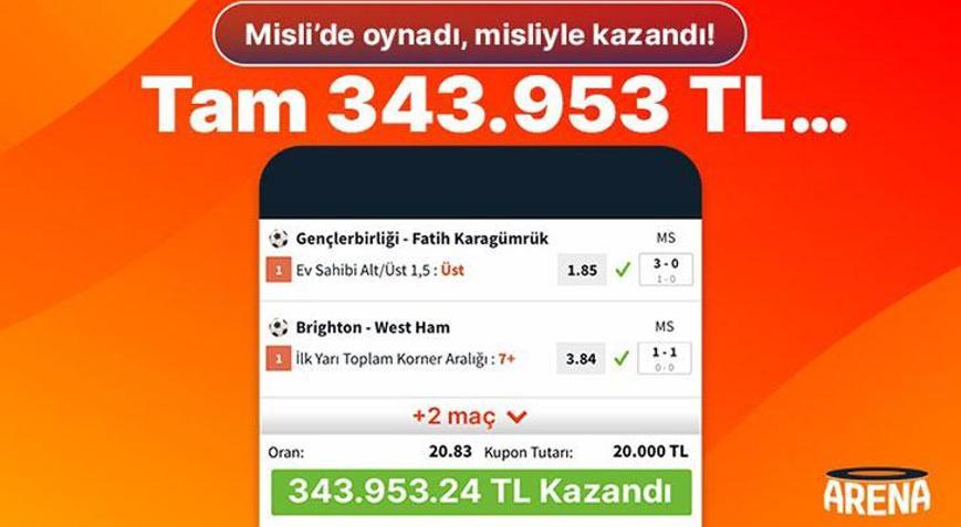 Misli’de oynadı, misliyle kazandı Tam 343.953 TL…