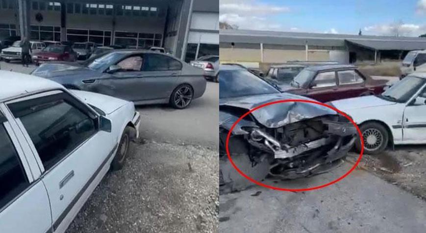 Lüks aracını oto yıkamaya bıraktığına bin pişman oldu Çalışan, 3 araca çarptı