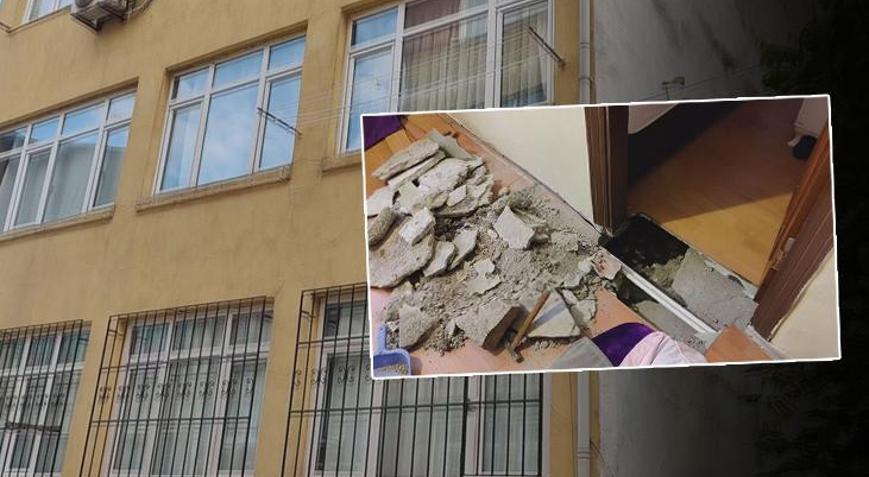 Fatihte 4 katlı binada panik Zeminde çökme meydana geldi