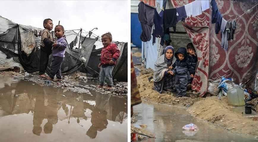 Gazzeyi sağanak vurdu, 10 kişi hayatını kaybetti Bölgede derin insani kriz...