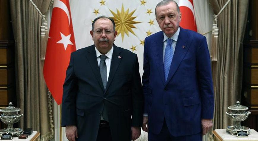 Cumhurbaşkanı Erdoğan, YSK Başkanı Yener ile Külliyede kabul etti