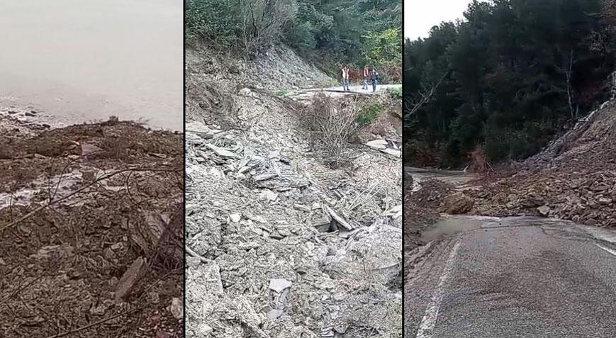 Kastamonuda heyelan İnebolu-Doğanyurt-Cide karayolu kapandı