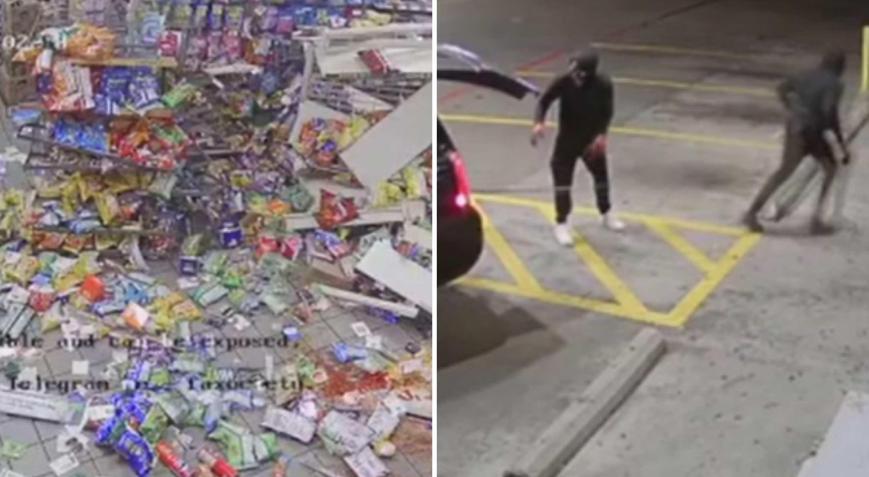 Çalıntı araçla gelip ATMyi yerinden söktüler ABDde hırsızlar marketi alt üst etti