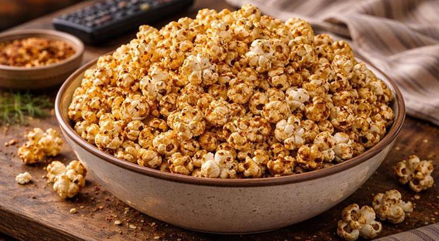 Cips tadında baharatlı mısır nefis oluyor Havlu kağıt kullanın