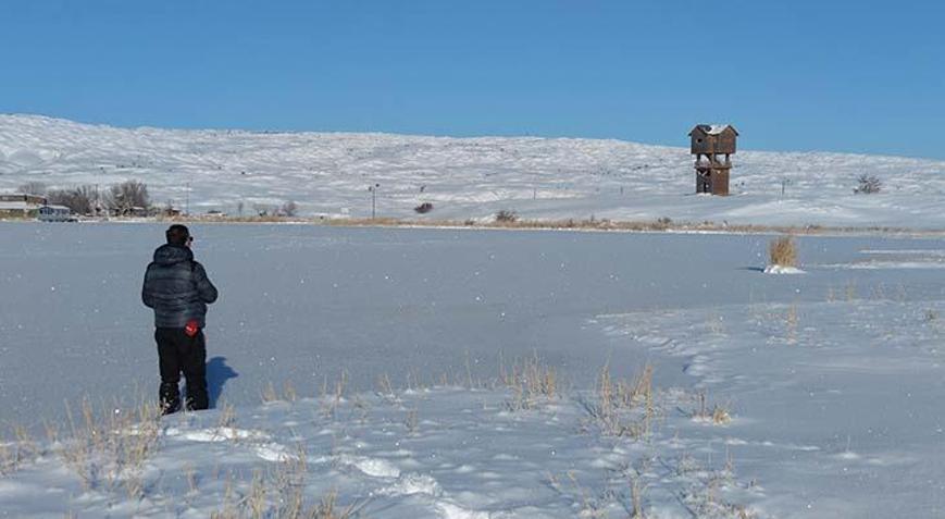 Sivasın en büyük gölü Tödürge, buz tuttu