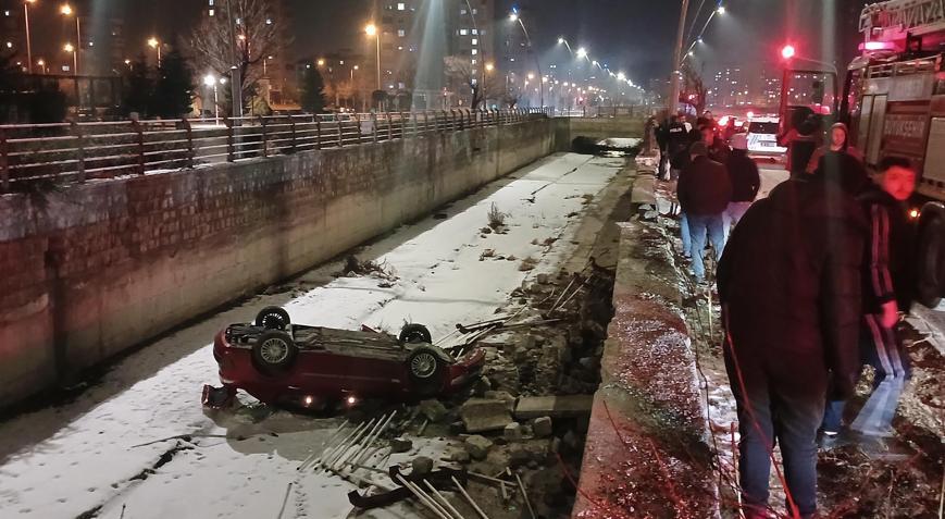 Kayseri’de otomobil boş sulama kanalına düştü: 1 yaralı