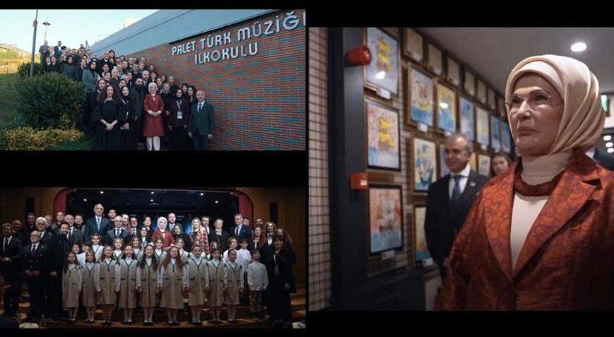 Emine Erdoğan Palet Türk Müziği İlkokulu ziyaretine ilişkin paylaşımda bulundu