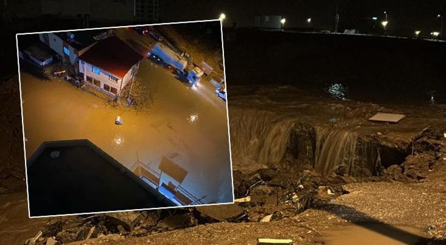 Adana’da şiddetli yağış Yollar göle döndü, istinat duvarı çöktü