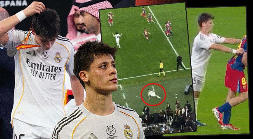 Süper Kupa yenilgisi sonrası Arda Güler sinirlerine hakim olamadı Barcelonada Pedriyi itti