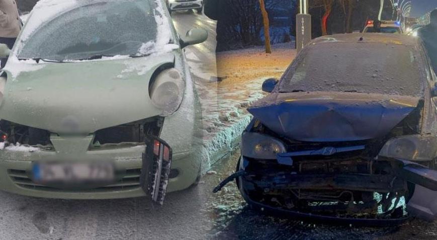 Edirnede kar yağışı zincirleme kazaya neden oldu: 9 araç birbirine girdi