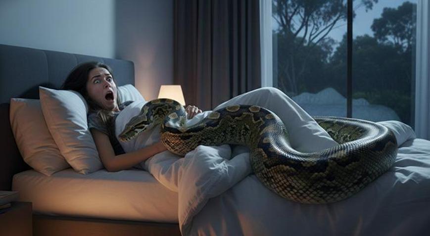 Kabus değil gerçek Üzerinde 2.5 metrelik pitonla uyandı: Kımıldama