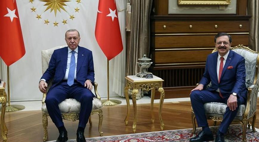 Cumhurbaşkanı Erdoğan TOBB Başkanı Hisarcıklıoğlunu kabul etti