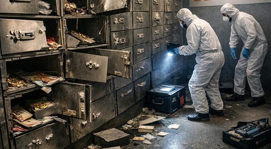 Gizemli sıvı ile banka soygunu Havalandırmadan girip 14 kasayı patlattılar