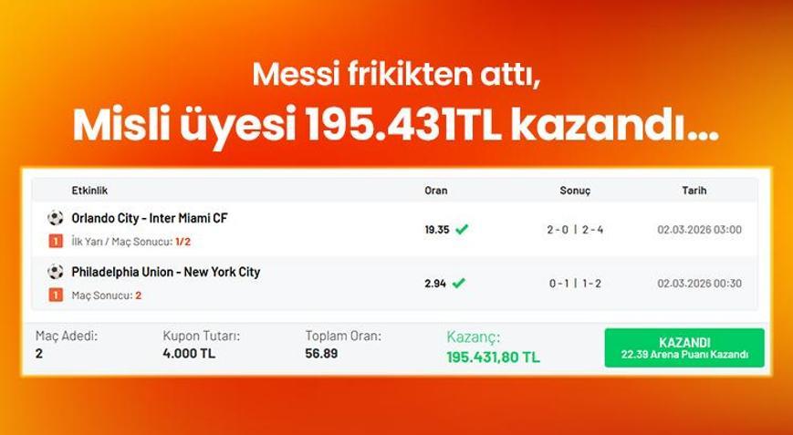 Messi frikikten attı, Misli üyesi 195.431TL kazandı…