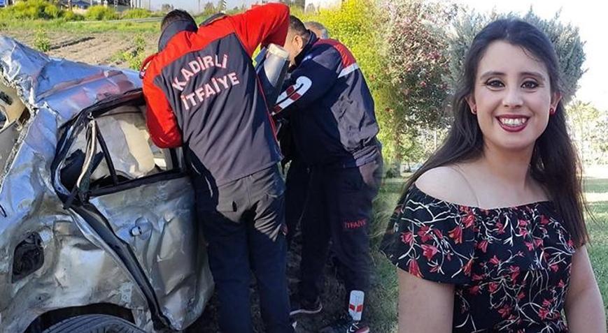 genç kadın işe giderken hayatını kaybetti Tankerle çarpışan otomobil tarlaya savruldu