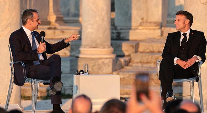 Fransa Cumhurbaşkanı Macron konuştu, Yunan basını Türkiye’yi hedef gösterdi: Savaş çıkarsa yardım edeceğiz